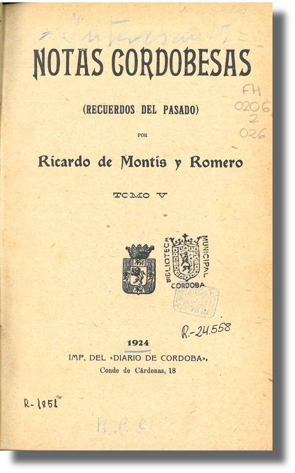 Ejercicio Mezclado guirnalda Notas cordobesas. Recuerdos del pasado. Vol 5 (1924)